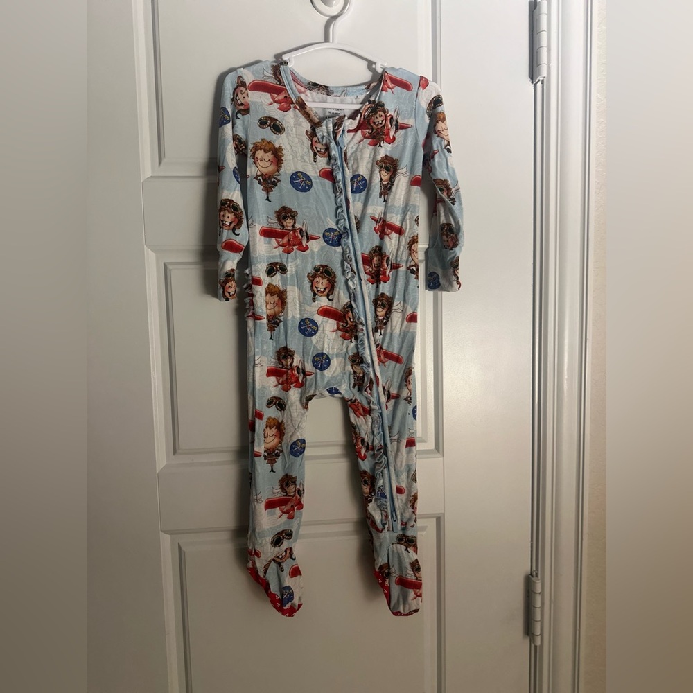 Posh peanut Amelia Earhart airplane zip up pajamas